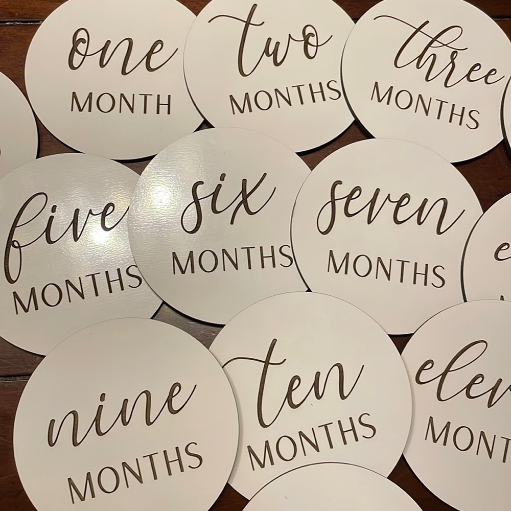 White loft month markers baby milestones